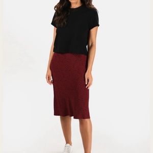 Rails Nordstrom Spotted Maroon Midi Skirt size M